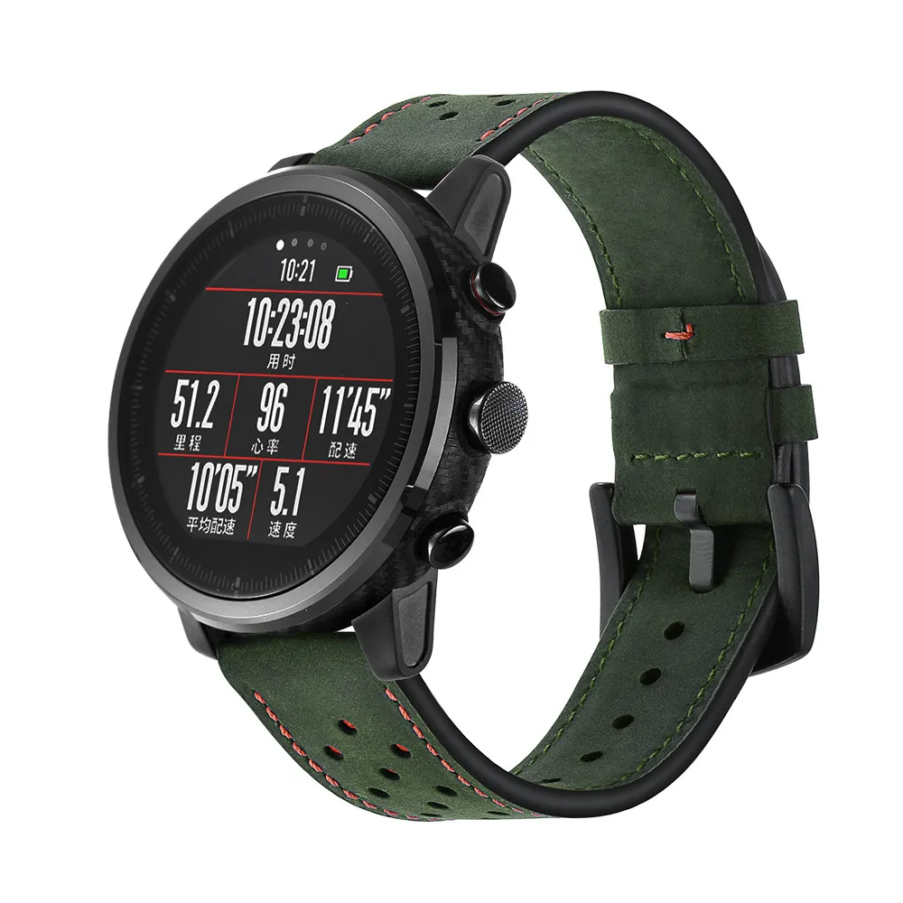 Качественные Смарт часы CAPRIE кожаный сменный ремешок на запястье для HUAMI Amazfit Stratos