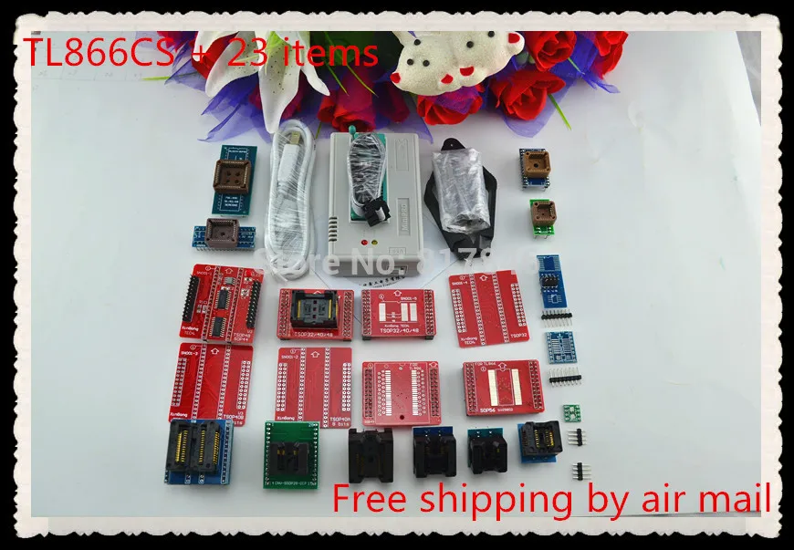 

Free shipping XGECU V8.30 TL866II Plus TL866A Nand flash 24 93 25 mcu Bios EPROM USB AVR Universal Bios Programmer+23adapters