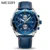 MEGIR Chronograph Men Watch Relogio masculino Relógio Relógio de Quartzo Homens de Negócios de Couro Criativo Azul Militar Do Exército Relógios de Pulso