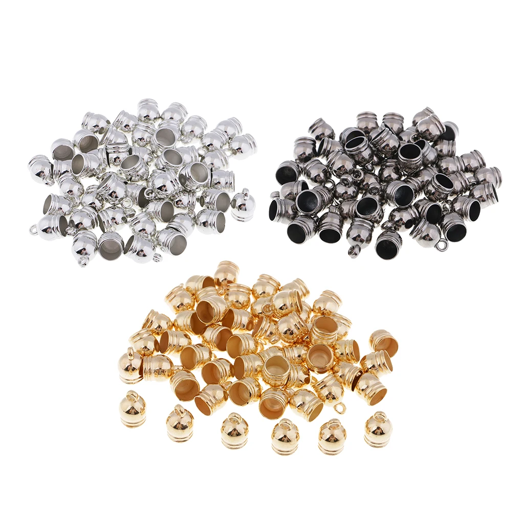 50 Pieces Charms Bead End Caps Stopper Fit 8mm Cord Leather Craft Necklace Bracelet for Leather Braids Jewelry Making