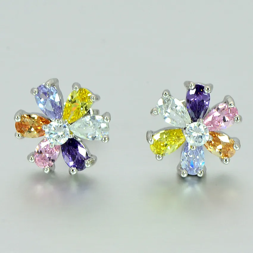 Multicolor Star Stud Earrings Earrings Silver Jewelry Wedding Earrings