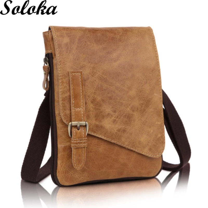 

1Pc MINI European and American Fashion Casual Business Travel Cow Genuine Leather for Men Shoulder Crossbod Vintage Messenger