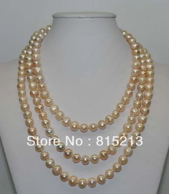 

N865 P&P 49" 9-10mm Light pink freshwater pearl necklace N Discount NEW