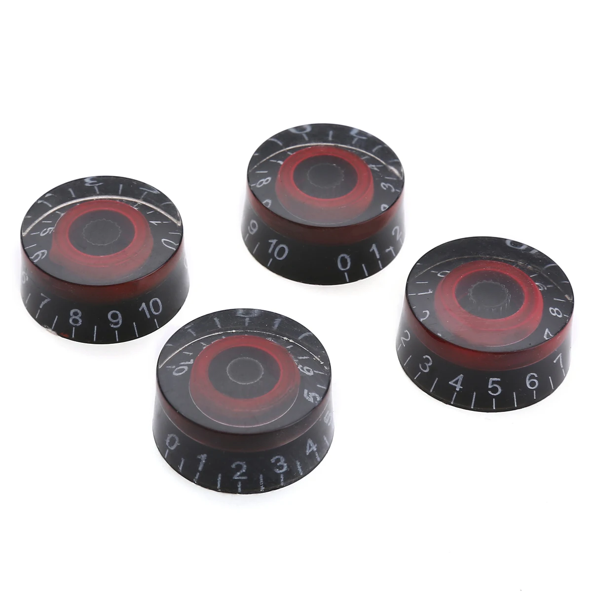 4Pcs Guitar Speed Dial Knob Replacement Black Red Speed Control Knobs Volume Tone For LP