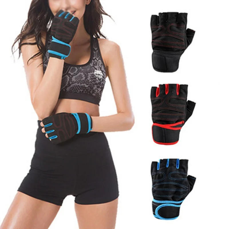 Gym Gloves Half Finger Hand Wrap Wristband Breathable Weightlifting Fitness Gloves Dumbbell Body Building Sport Gloves