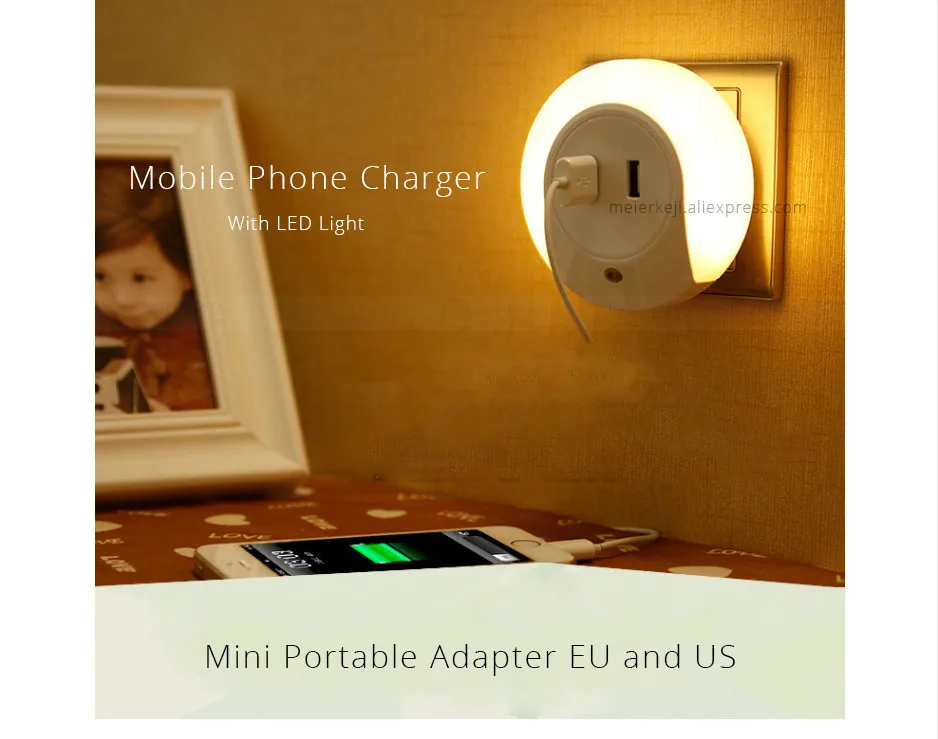 Высокое качество 5V2A Usb настенное зарядное устройство адаптер с Led Ночной светильник восприятие для iPad/ASUS Tablet PC быстрая зарядка дома путешествия