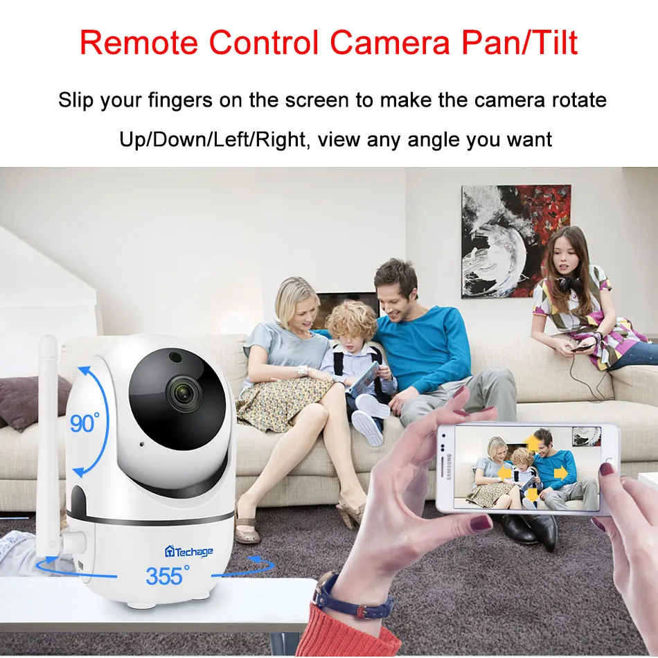  Techage 1080P P2P Cloud Wireless IP Camera Auto Motion Tracking Video Security Surveillance CCTV Mi - 32979915190