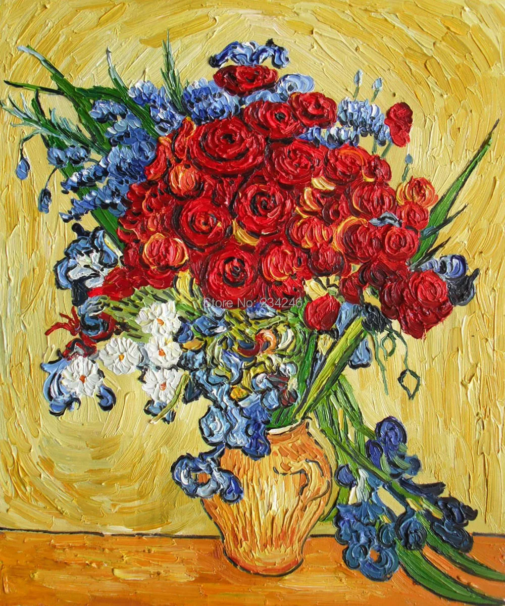 Coquelicots et Iris Collage par Vincent Van Gogh Fleur Reproductions de