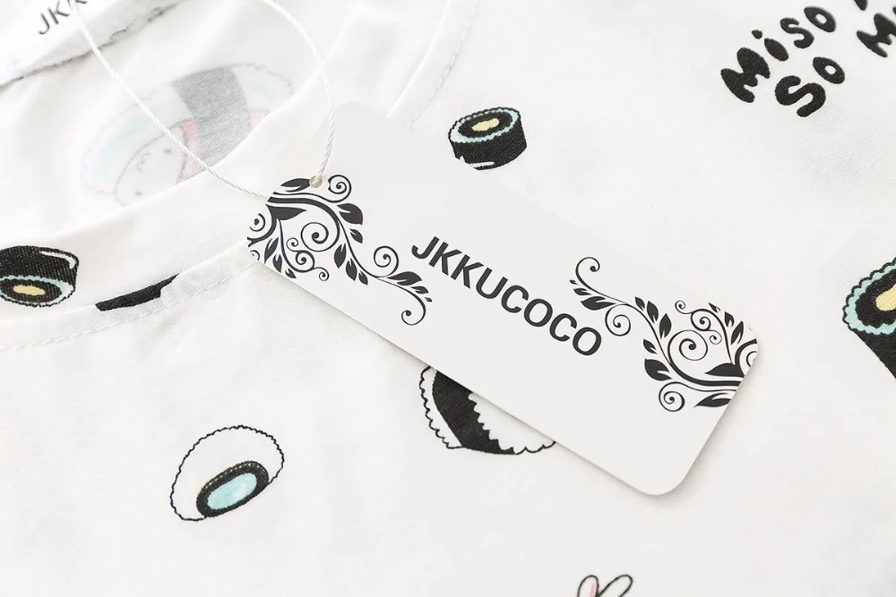 JKKUCOCO أحدث النساء t قميص كعكة الكرتون تيشيرت بأكمام قصيرة تي شيرت غير رسمي نوعية جيدة تي شيرتات قطن النساء قميص قمم المحملة