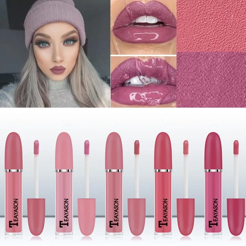 

12Color Matte Lipstick Long Lasting Waterproof Pink Pigmented Dark Red Lip Gloss Make Up Mat Lip Stick Mate Liquid Lipsticks