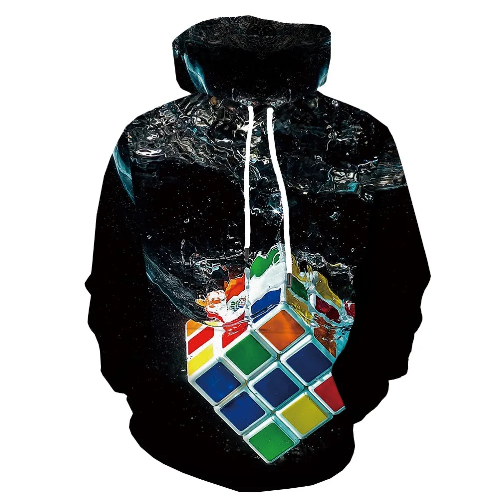 

Geometric Hoody Anime Black Hoodie Rubiks Cube Sweatshirts 3d Hoodies men Squared sweatshirt 3D Print Water Hooded Casual