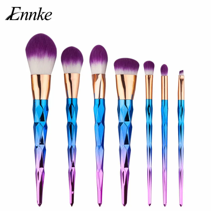 

ENNKE 7pcs Makeup Brushes Set Diamond Rainbow Brush Soft Foundation Powder Eyeshadow Eyebrow Make Up Brushes