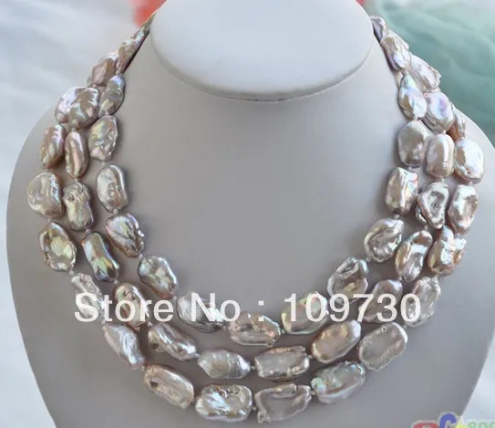 

Jewelry 0012406 3row 20mm LAVENDER BAROQUE KESHI REBORN biwa PEARL NECKLACE