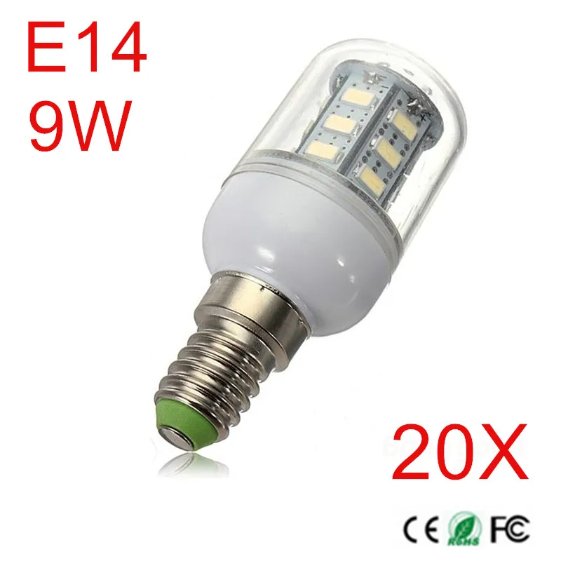 高輝度ledライト9ワット24-smd5730暖かいホワイト-冷たい白ac220v-230ボルト240ボルトe14-led電球10ピース-ロット、送料無料