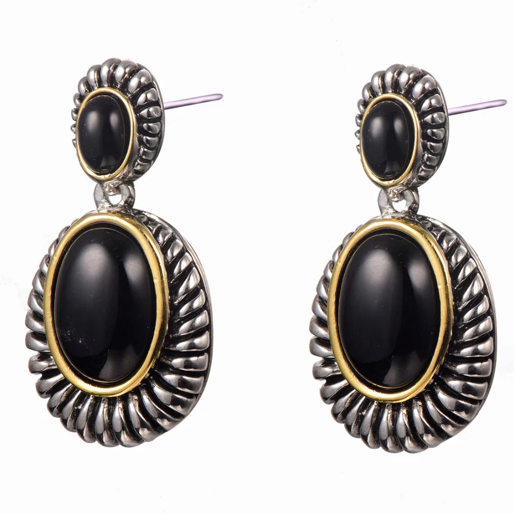 

Black onyx Women Earrings 925 Sterling Silver Earrings TE701