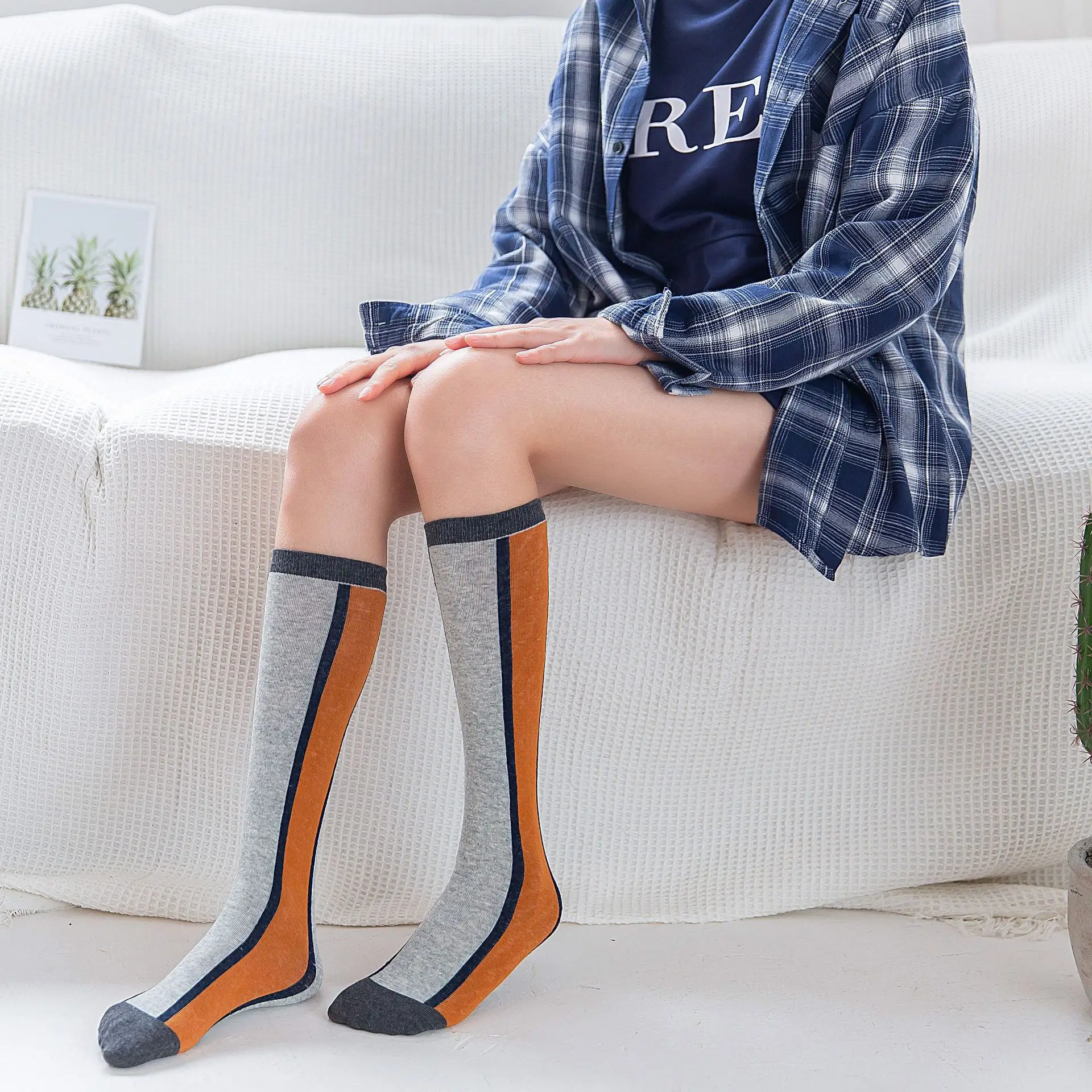 Женские носки из хлопка в полоску Harajuku носки скейтбордиста Женские повседневные носки осень зима длинные носки женские Sox мягкие носки