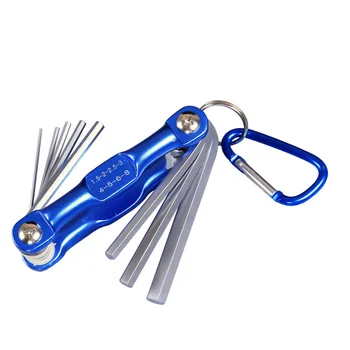 

Portable Folding Key Hex Wrench Set Metal Metric Inner Hexagon Spanner Allen Wrench Set with Carabiner