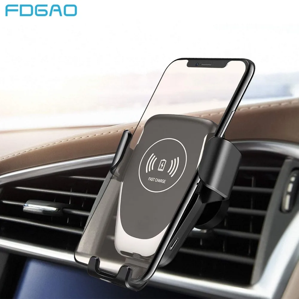FDGAO QI Wireless Charger Car Mount Holder Pad For iPhone XR XS Max X 8 Samsung S9 S8 for Xiaomi MIX 3 2S Huawei Mate 20 Pro RS