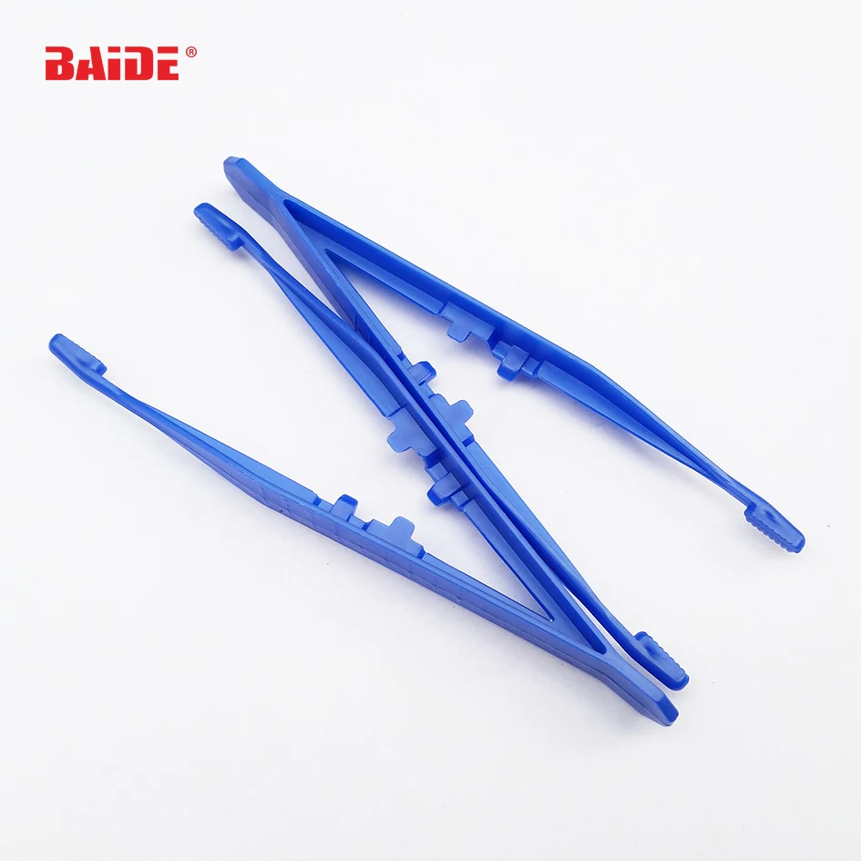 11 x 2.5cm Blue Plastic Tweezers Tongs Straight Head Tweezer Pliers for Med Kit DIY 500pcs/lot