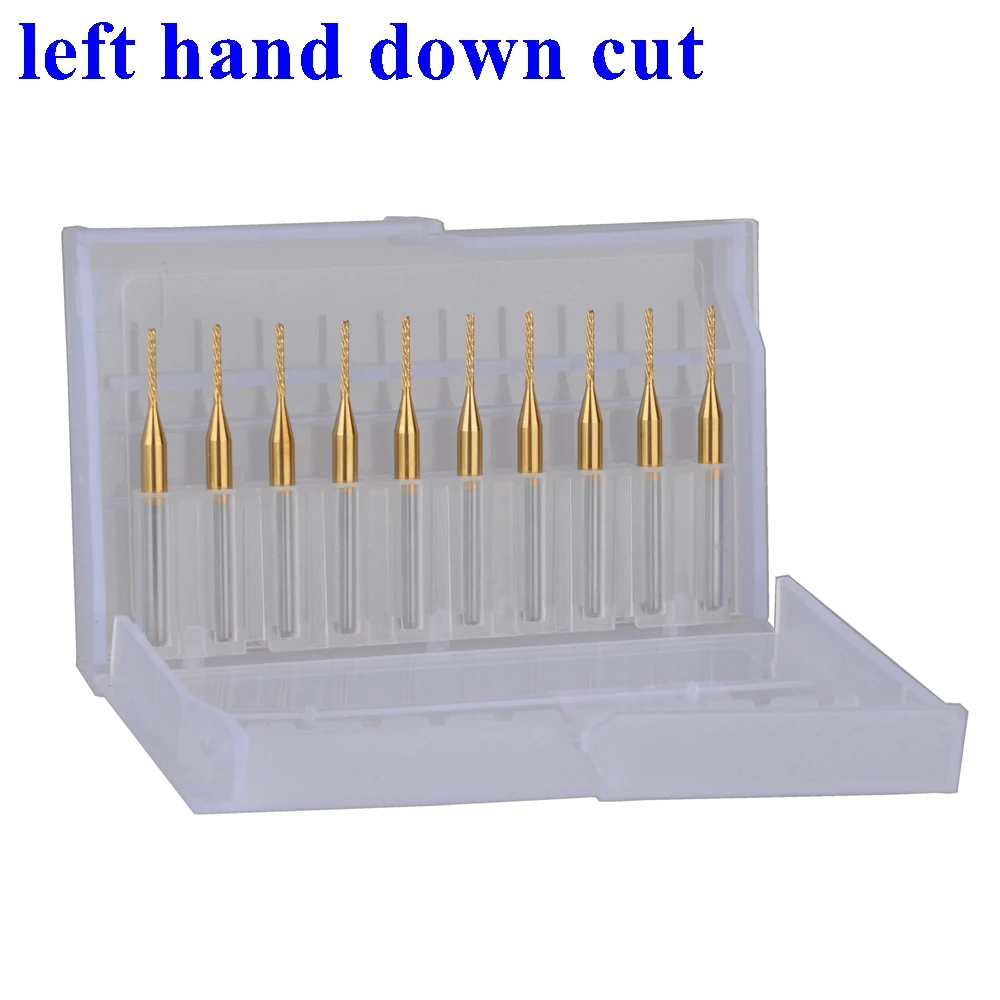 10PCS 3.175x1.0x7mm Titanium Left Hand Down Cut Corn Teeth Milling Cutter