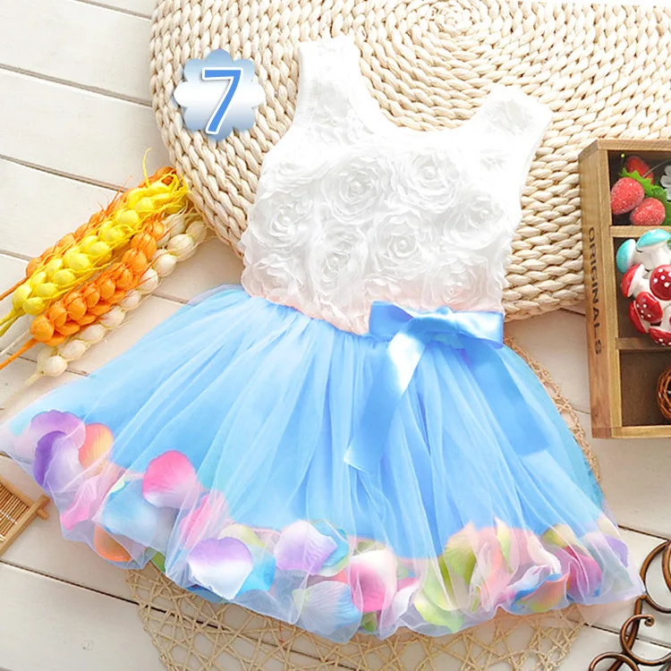 Летнее хлопковое детское платье с лепестками сказок, цветное шифоновое платье принцессы для новорожденных