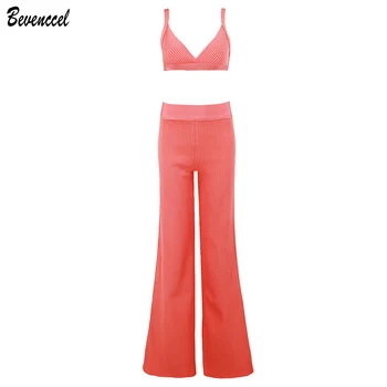 

Women Sexy Bandage Jumpsuits 2019 New Sleeveless Straps Backless Stiped Chic Cocktail Celebrity Two Pieces Sets Party Jumpsuit