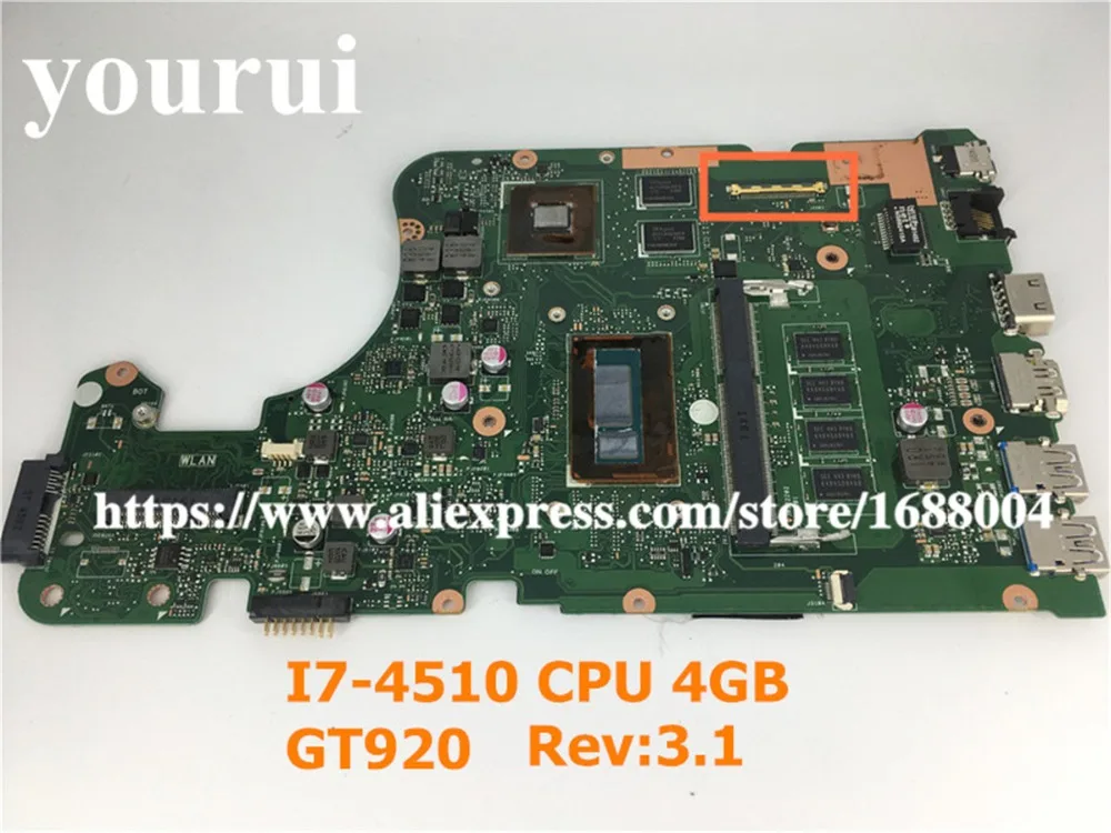 X555LD 4G/I7 4510U GT820M 2G Motherboard For ASUS X555L X555lD X555LD