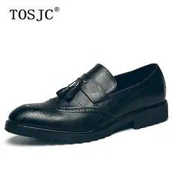 TOSJC/Новое поступление; мужские лоферы с кисточками; модные оксфорды с острым носком; роскошные свадебные модельные туфли для мужчин; обувь с