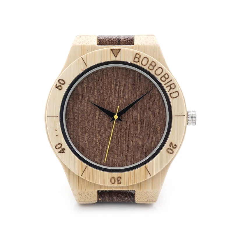 

BOBO BIRD Bamboo Wood Men Luxury Top Brand Analog waterproof Watch With Leather Strap With 2035 Japanese Movement