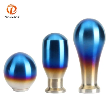 

POSSBAY Car Transmission Shifter Manual Shift Knob Gear Head Automobiles Shifter Lever Stick Round Ball Blue 3 Adapters