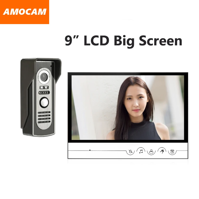 

9" big Monitor Video Door Phone Doorbell System Video Intercom IR Night Vision Door Alloy Camera Video Doorphone UI interface