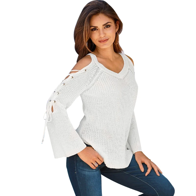 2019 Autumn Sexy TUNICS Women Knitted Sweater Cold