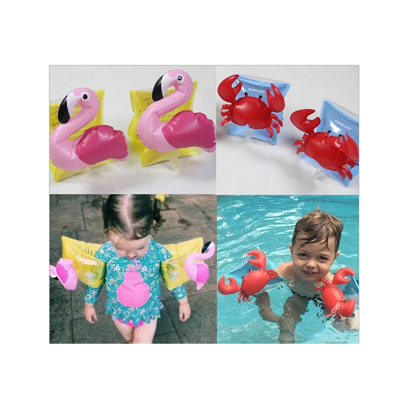 Cute Swimming Arm Ring Crab Flamingo Inflatable Arm Bands Swimming