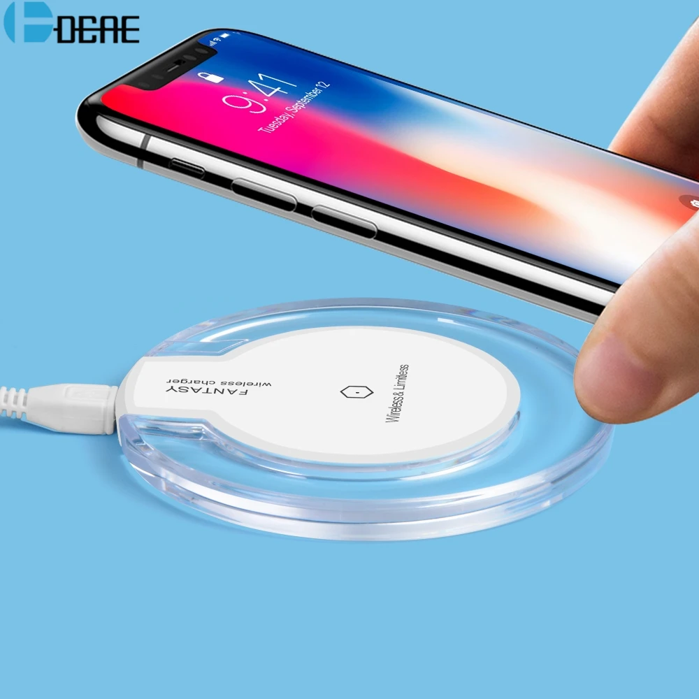 

DCAE Qi Wireless Charger Desktop Wireless Charging Pad For iPhone X 8 Plus XS Max for Samsung Galaxy S9 S8 Note 9 Xiaomi Mix 2s