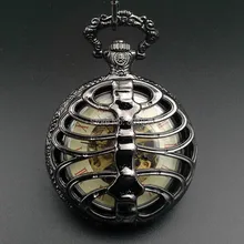 Роскошное полое Скелет Скорпион чехол ручной работы Механические мужские карманные часы с цепочкой хороший подарок цена H237