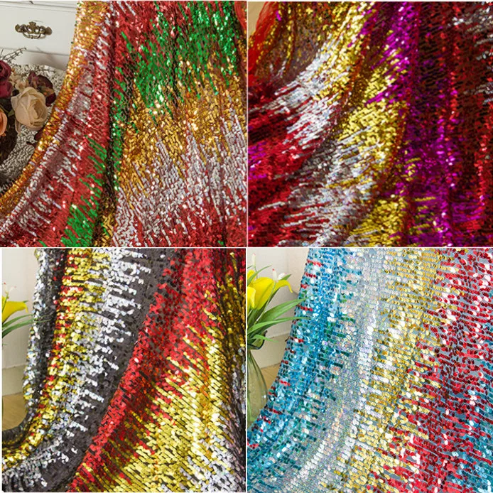 130*50cm paillette Sequin Fabric Colorful Sequined Fabric Gradual