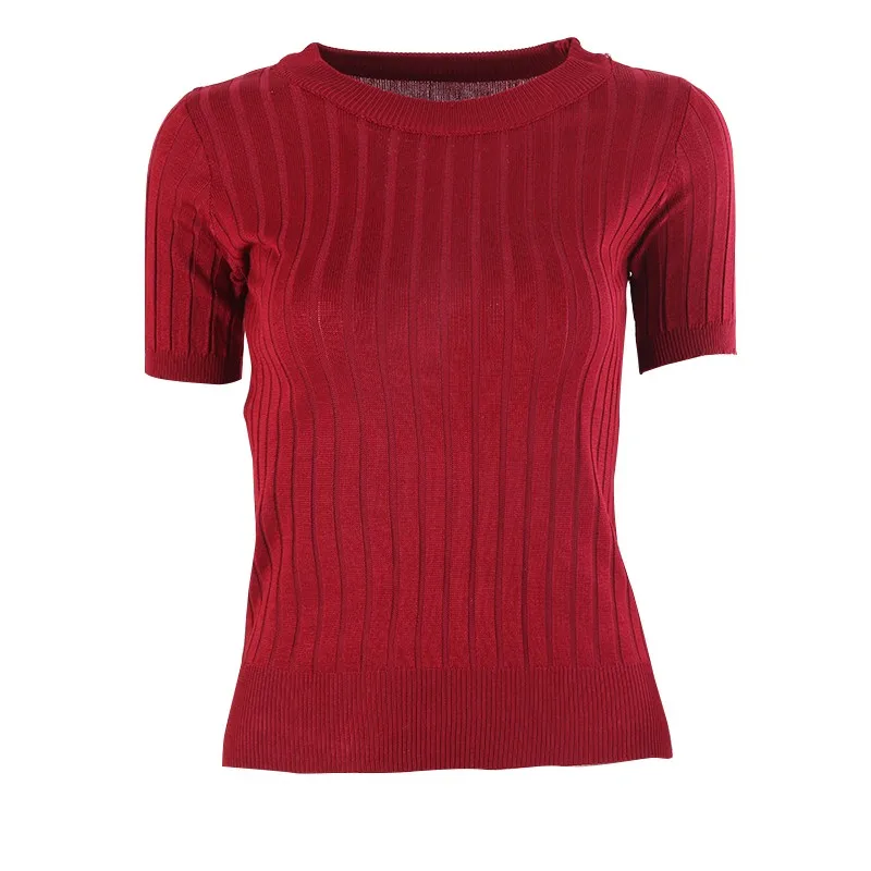Женский тонкий свитер с короткими рукавами, Женский Тонкий облегающий свитер - Цвет: Коричневый