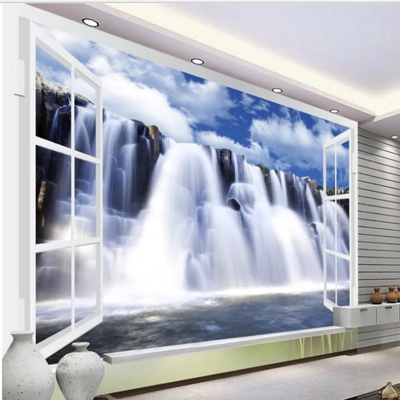 

wellyu Custom large - scale murals high - definition water flow waterfall scenery background wall wallpaper papel de parede