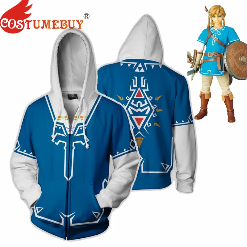 

CostumeBuy The Legend Of Zelda Cosplay Set Fighting Sweater 3D Skyward Sword Link Costume Zipper Hoodie Jacket Plus size 5XL