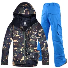 Gsou зимний мужской лыжный костюм+ брюки сноуборд куртка мужская зимняя мужская куртка спортивные костюмы лыжные водонепроницаемые и ветрозащитные
