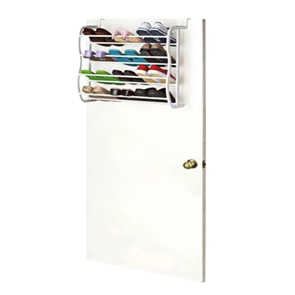 Online Weiß Hängen Schuh Rack Kreative Vier schicht Über Tür Schuhe Regal Hausschuhe Halter Organizer Rack für Wohnzimmer Bad