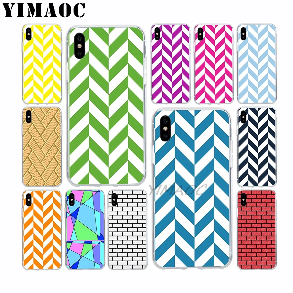 

YIMAOC Red Offset Chevrons Soft TPU Silicone Case for Apple Iphone Xr Xs Max X 10 8 Plus 7 6S 6 Plus SE 5S 5 7Plus 8Plus Cover