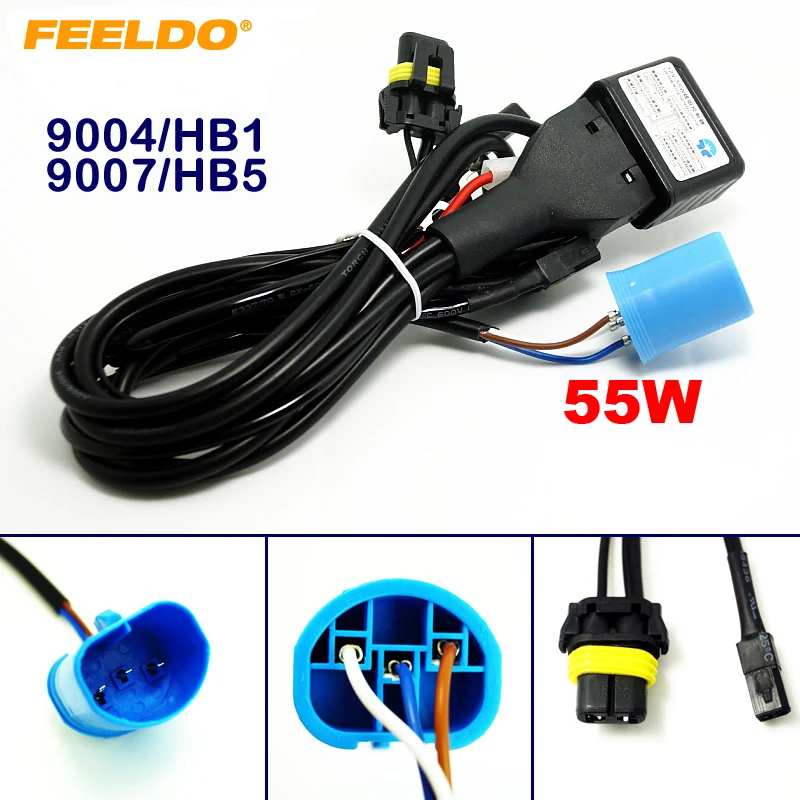 

FEELDO 1Pc 12V 55W 9004/HB1/9007/HB5 Hi/Lo Beam Bi-xenon Relay Harness For HID Conversion Kit #FD-4193