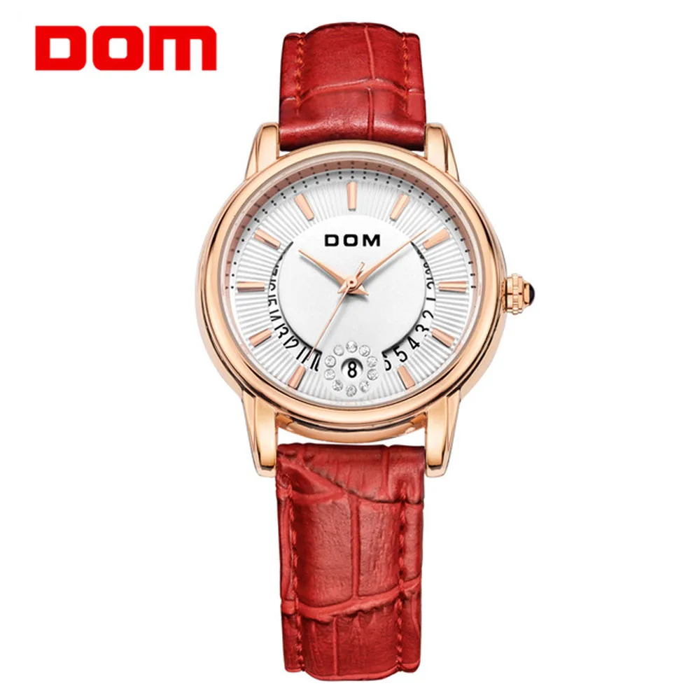 

DOM Luxury Diamand Women Watches Creative Calendar Rose Gold Bracelet Lady Girl Quartz Watch Female Dress Clock relogio feminino