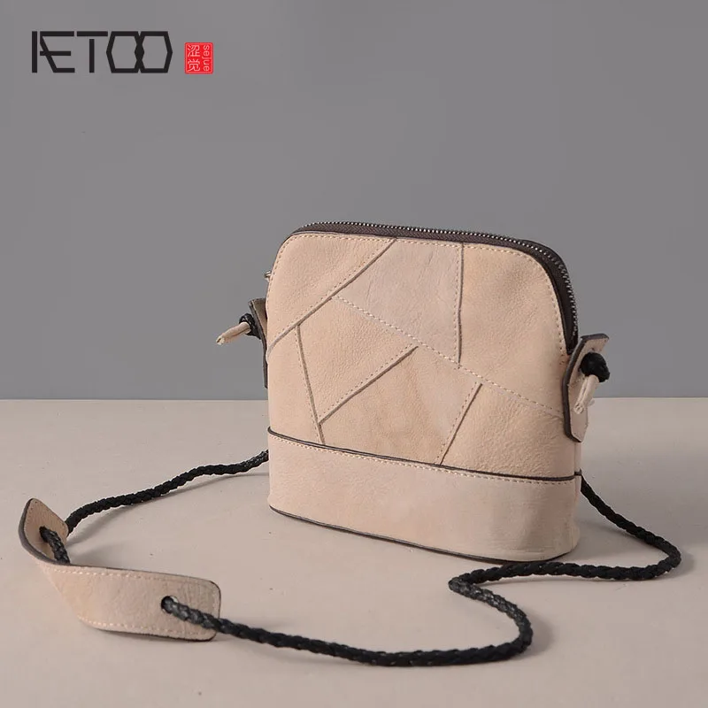 

AETOO New leather handbags retro fashion casual shoulder Messenger bag cowhide shell bag small bag