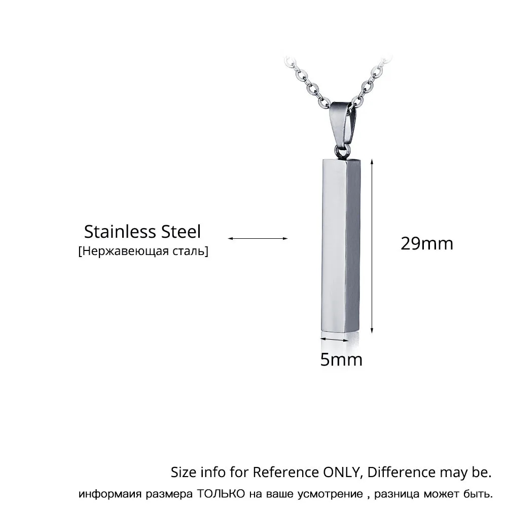 Engraved Name Necklace Personalised Gift Strip Pendant Stainless Steel Unisex Fashion Necklaces & Pendants (JewelOra NE101301)