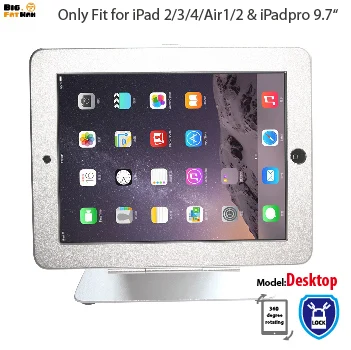 For iPad 2 3 4 air Pro 9.7 Anti-theft on table Stand Enclosure Security with Lock Kiosk Desktop display Enclosure tablet holder
