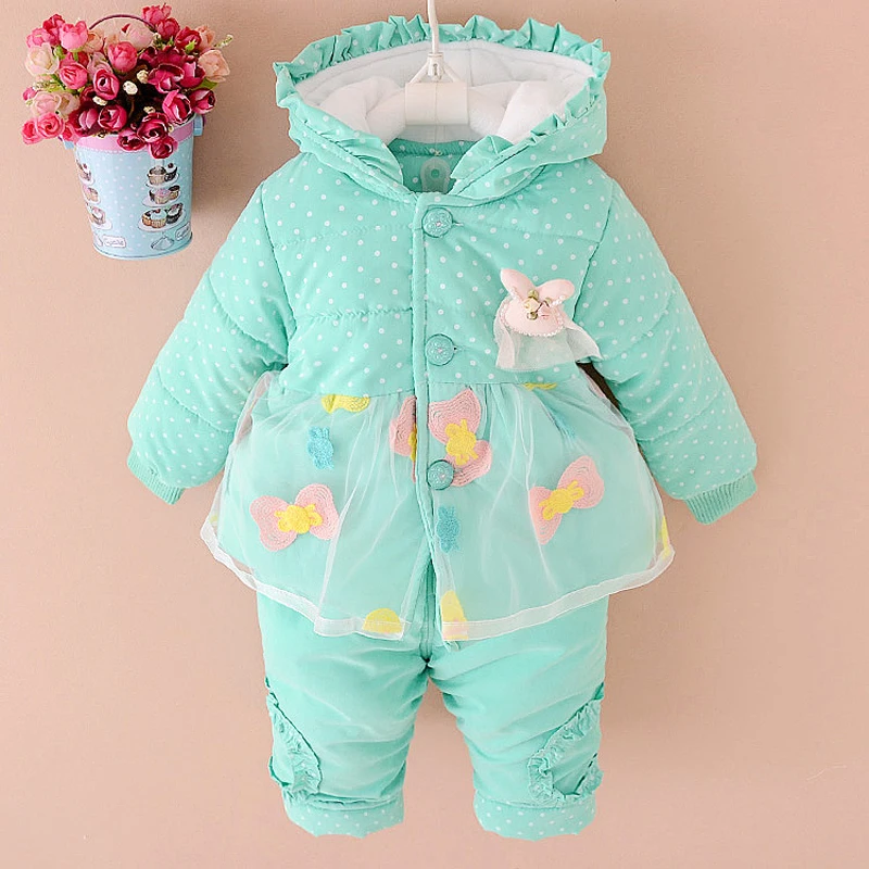 Зимняя куртка для девочек теплая верхняя одежда, куртка комплект одежды для новорожденных, куртка+ штаны для детей 6-36 месяцев, детская зимняя Костюмы