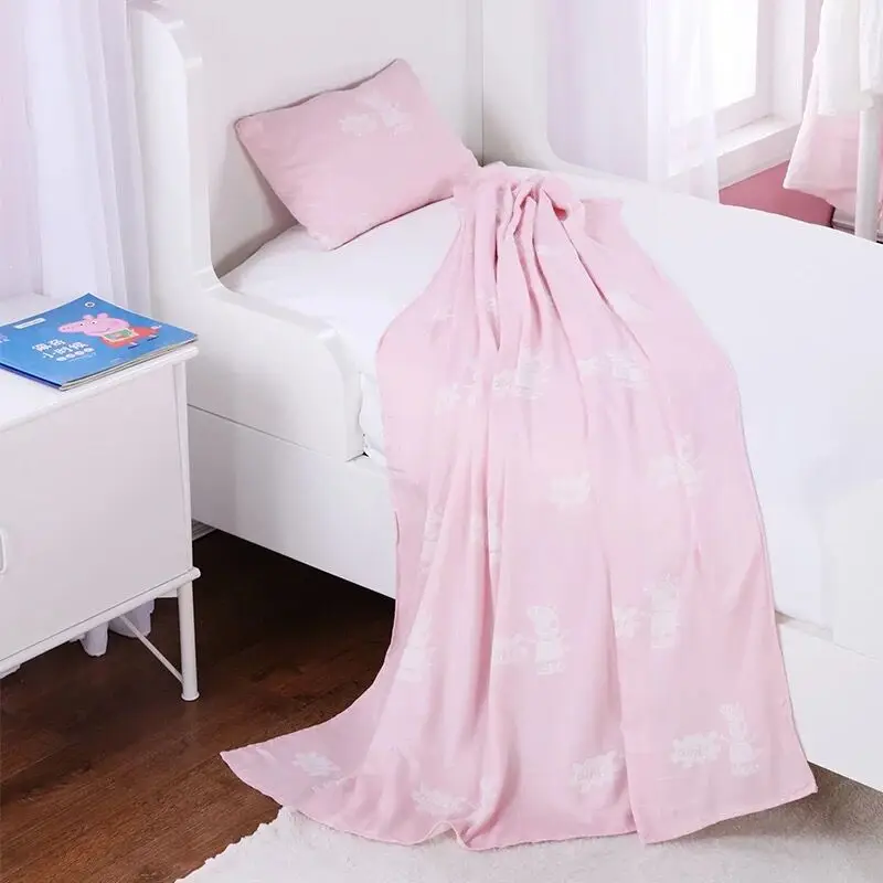 

New Arrival Bamboo fiber 140*110CM Genuine Peppa Pig Pink blanket Bath towel Peppa George plush Bathrobe kids toy free shipping