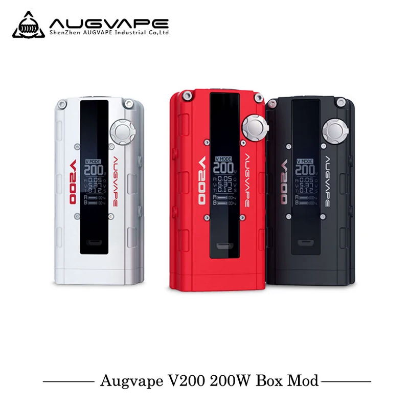 

Original Vape Augvape V200 Mod Electronic Cigarettes 200w Box Mod Power by 2pcs 18650 battery 510 connector Vape Vaporizer